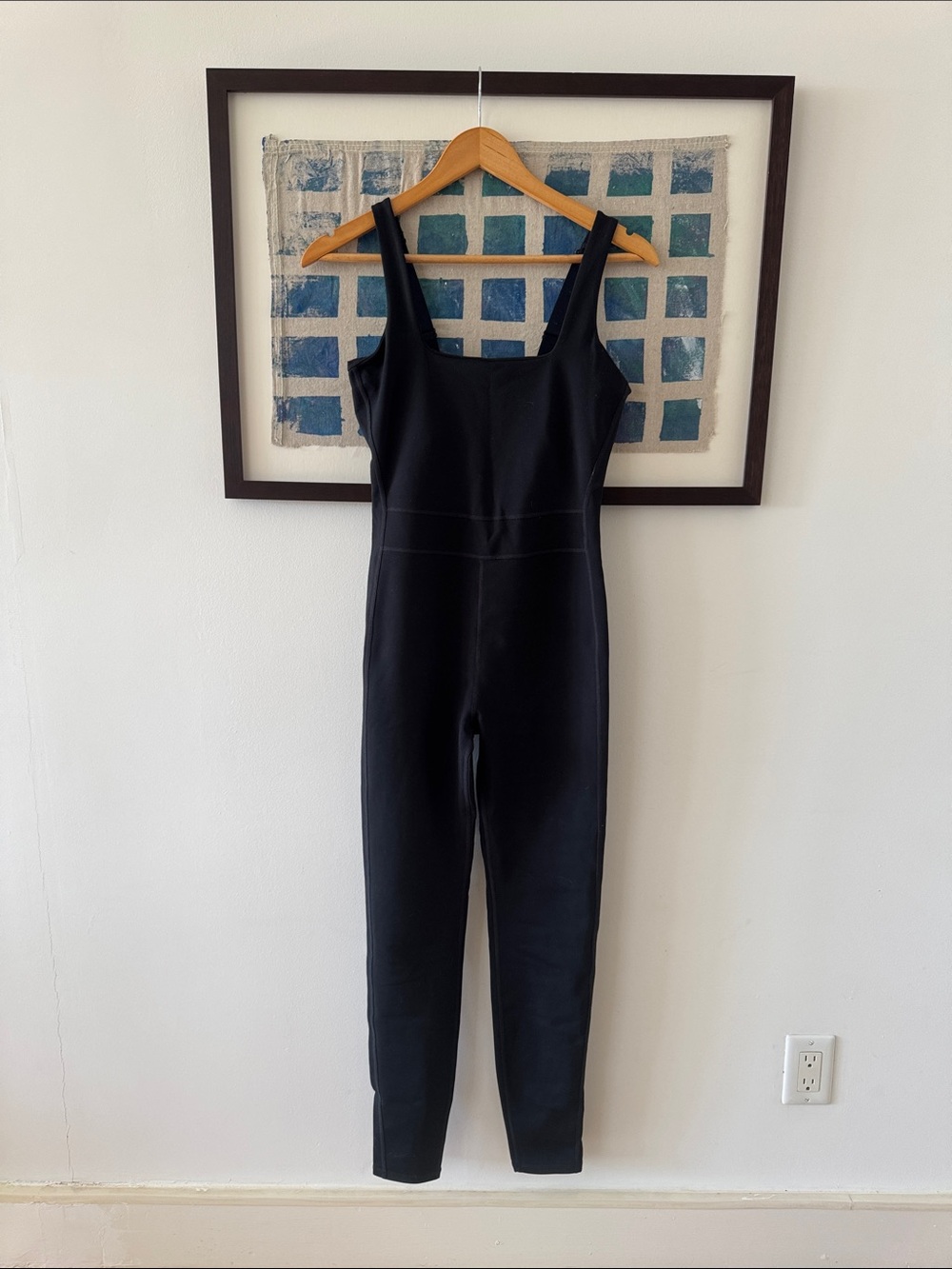 EUC Girlfriend Collective Black Luxe Paneled Unitard Black M